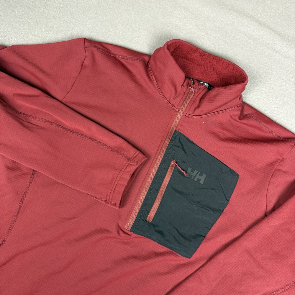 Helly Hansen Versalite 1/2 Zip Grid Fleece Mens Sweatshirt XL Red Black